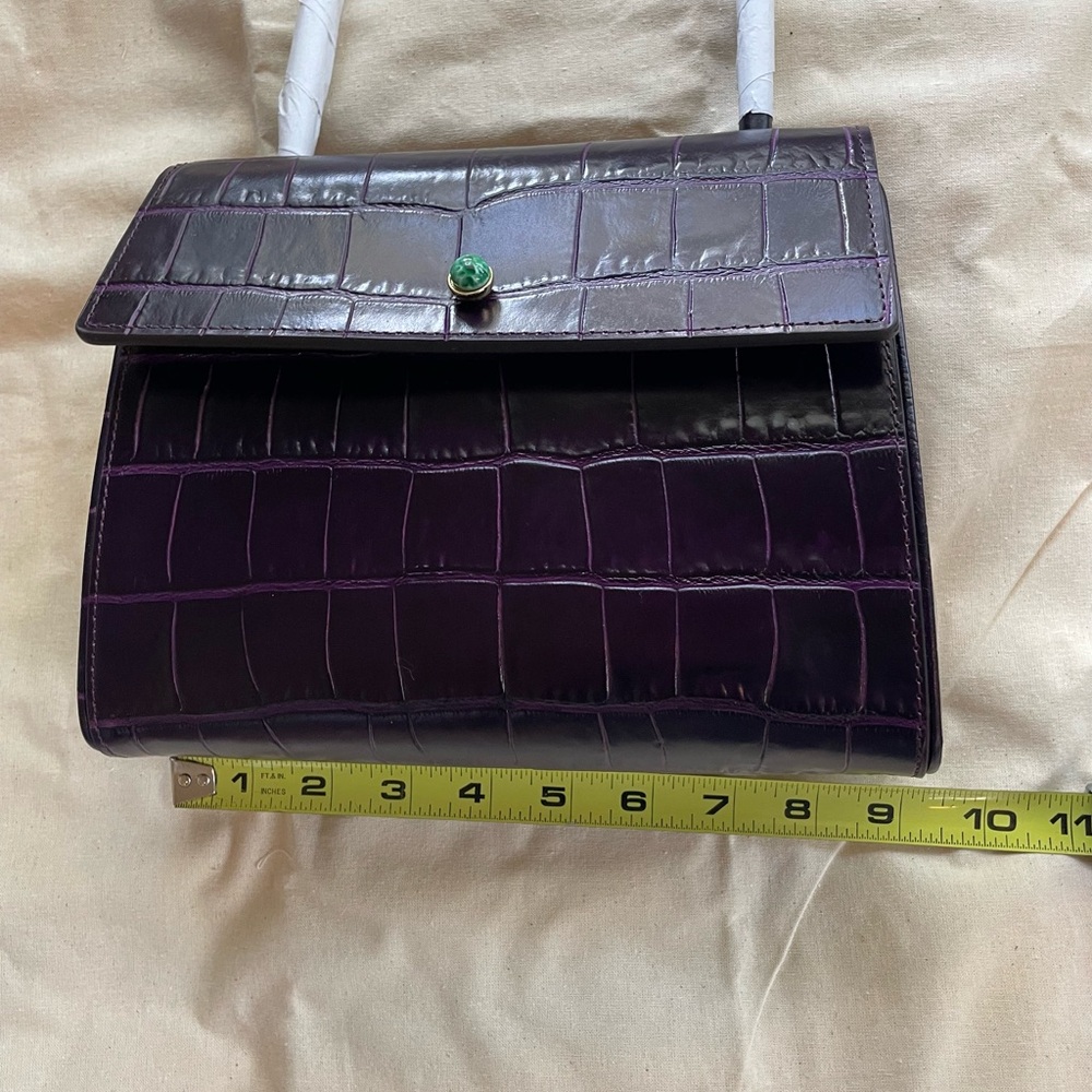 New Tory Burch Croc-Embossed Deville Runway Bag - Picture 7 of 9